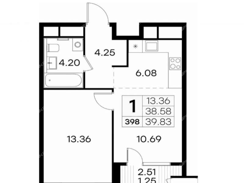 однокомнатная квартира на улице Гаршина
