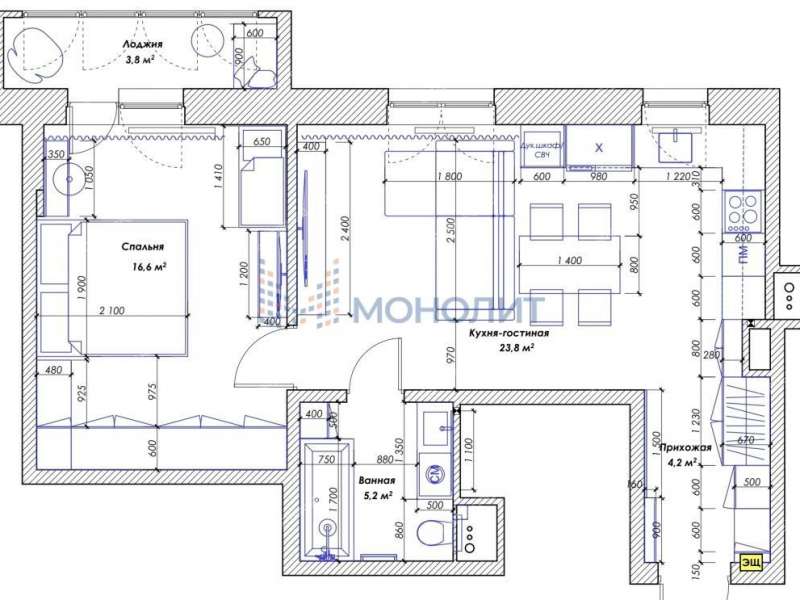 однокомнатная квартира на улице Композитора Касьянова дом 11