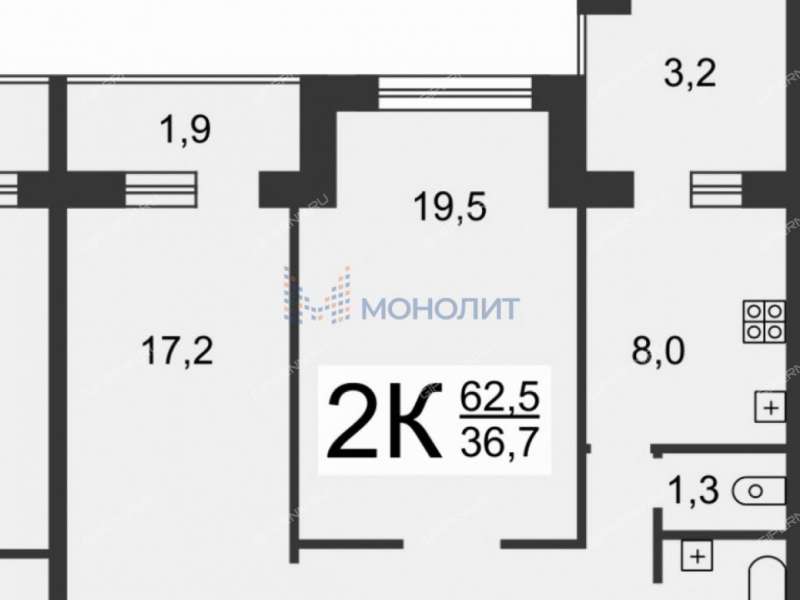 двухкомнатная квартира на Казанском шоссе дом 1