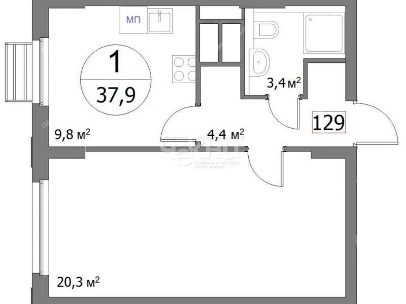 однокомнатная квартира на улице Сергея Акимова дом 50