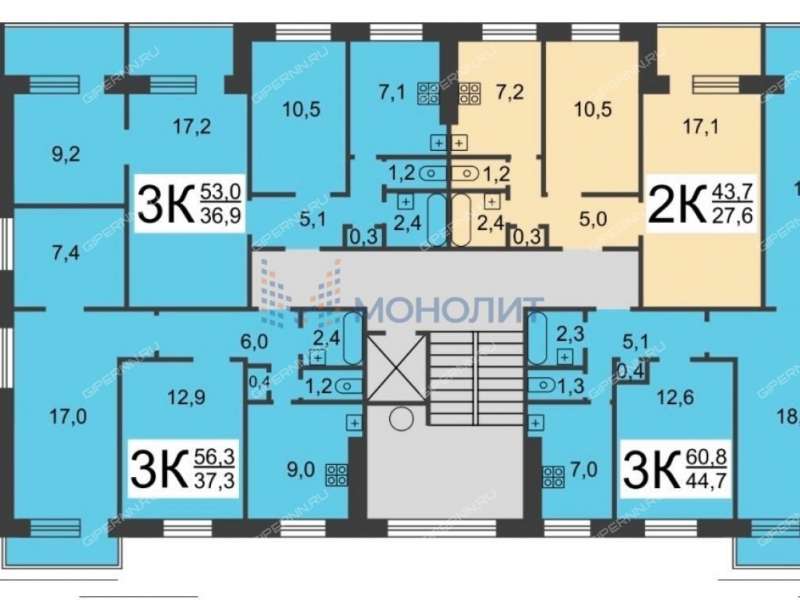 двухкомнатная квартира на улице Арсеньева дом 2