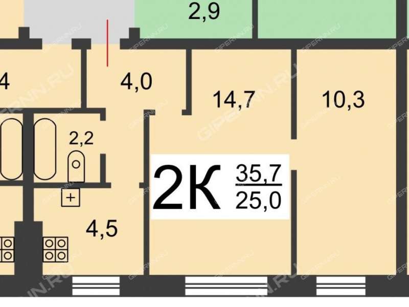 двухкомнатная квартира на улице Спутника дом 18