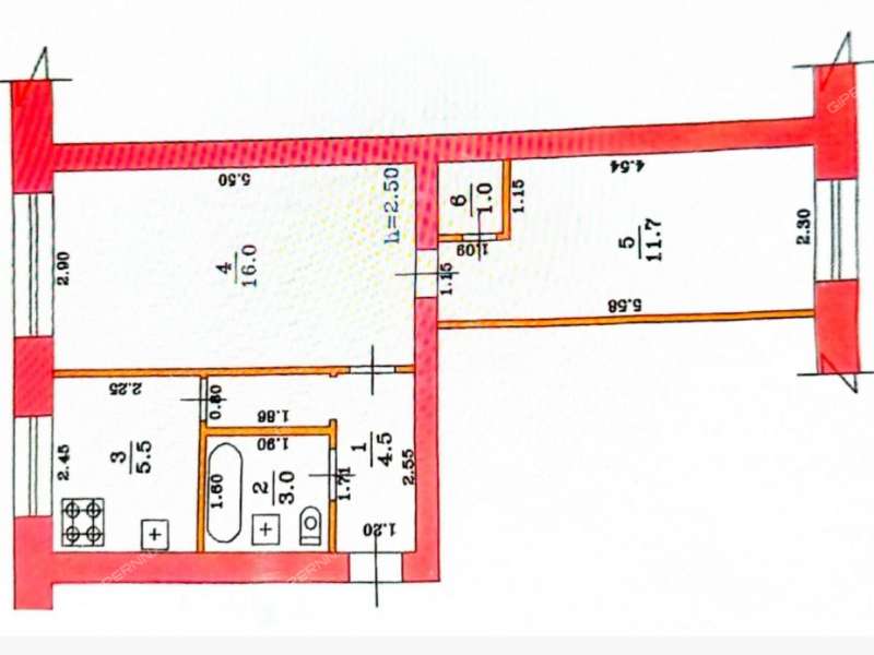 двухкомнатная квартира на улице Вавилина дом 13 город Выкса