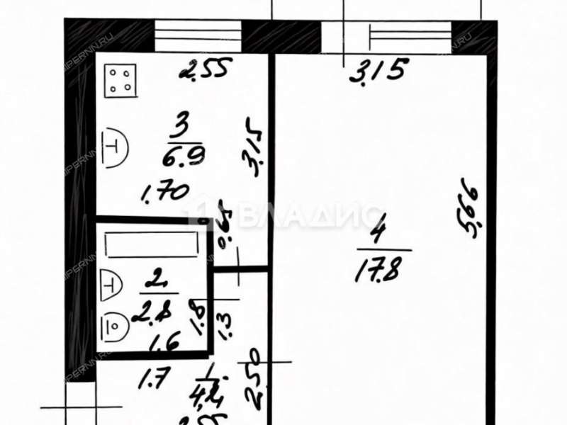 однокомнатная квартира на улице Октябрьская дом 92 город Бор