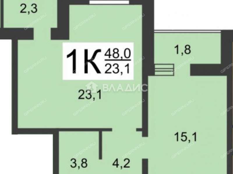 однокомнатная квартира на Казанском шоссе дом 5