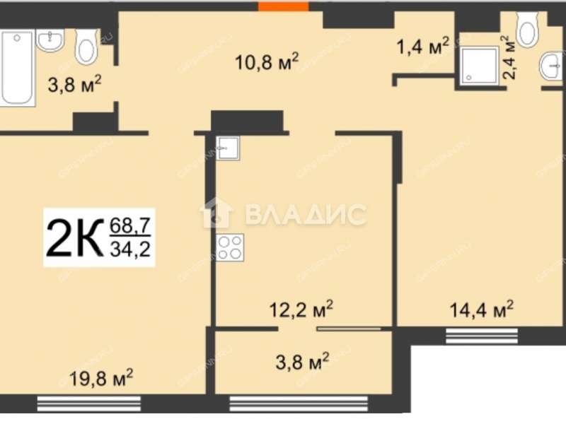двухкомнатная квартира на проспекте Героев Донбасса дом 5