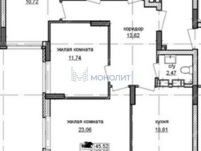 трёхкомнатная квартира на улице Героя Советского Союза Аристархова