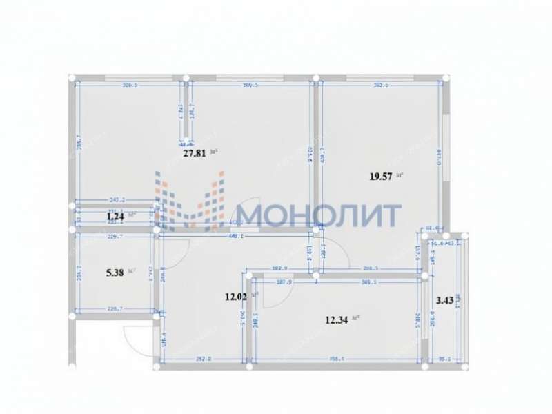 трёхкомнатная квартира на улице Родионова дом 192 к3