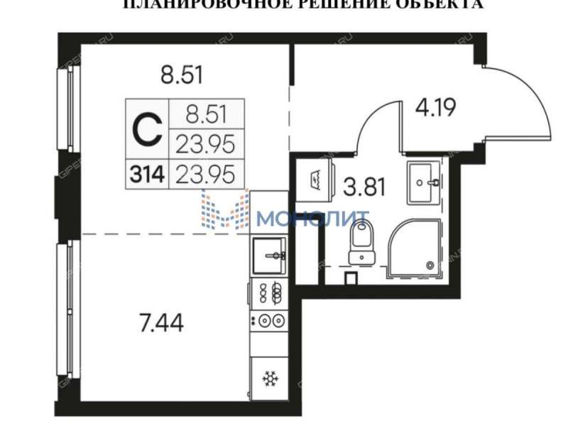 квартира-студия на Воротынской улице