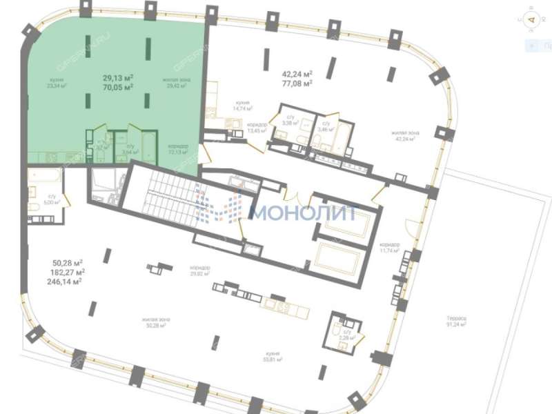 двухкомнатная квартира в новостройке на Дальней улице