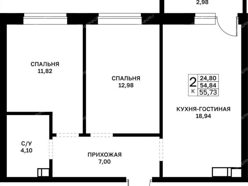 двухкомнатная квартира в границах улиц Страж Революции, Гвардейцев, 50-летия Победы, Евгения Никонова, 17