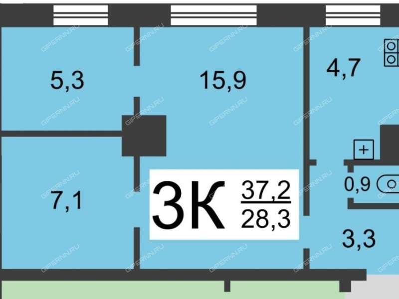 трёхкомнатная квартира на улице Ванеева дом 38