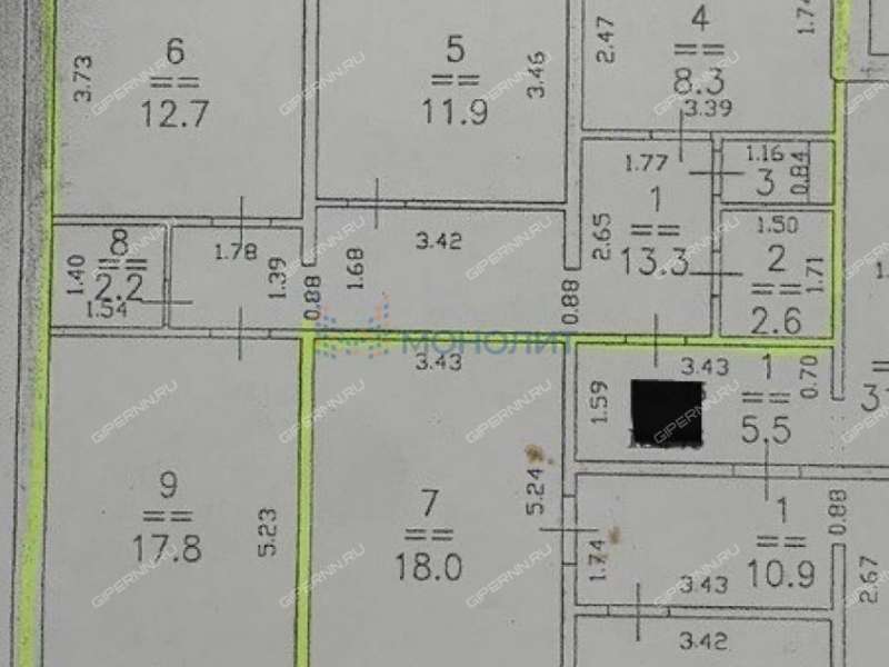 трёхкомнатная квартира на улице Ванеева дом 227