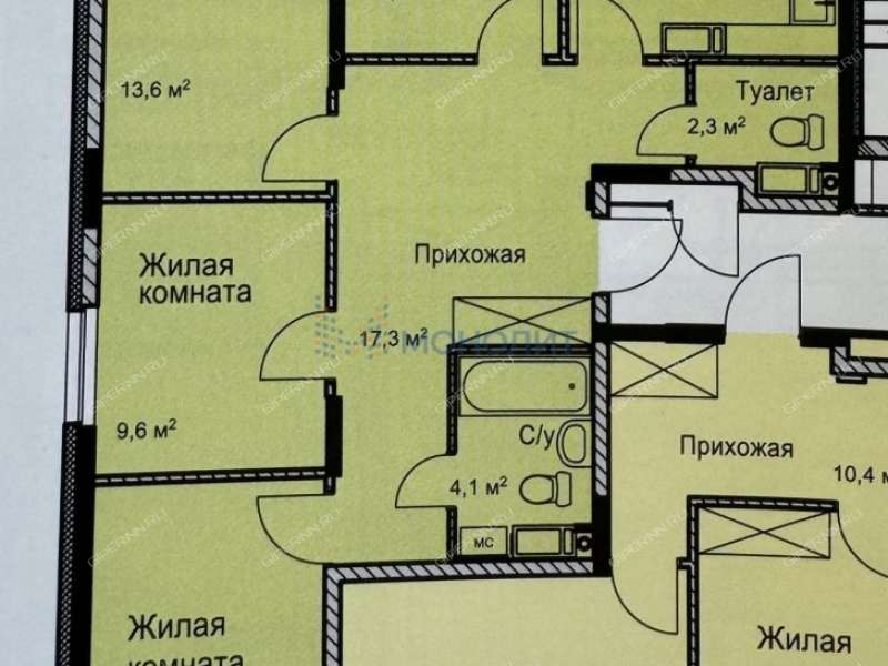 четырёхкомнатная квартира на улице Романтиков дом 15